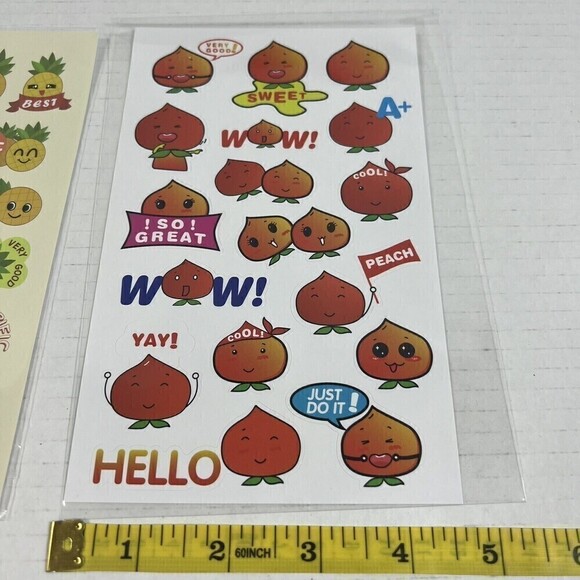 Stinky stickers scratch n sniff Still SMELLS, peach and pineapple - Picture 4 of 5